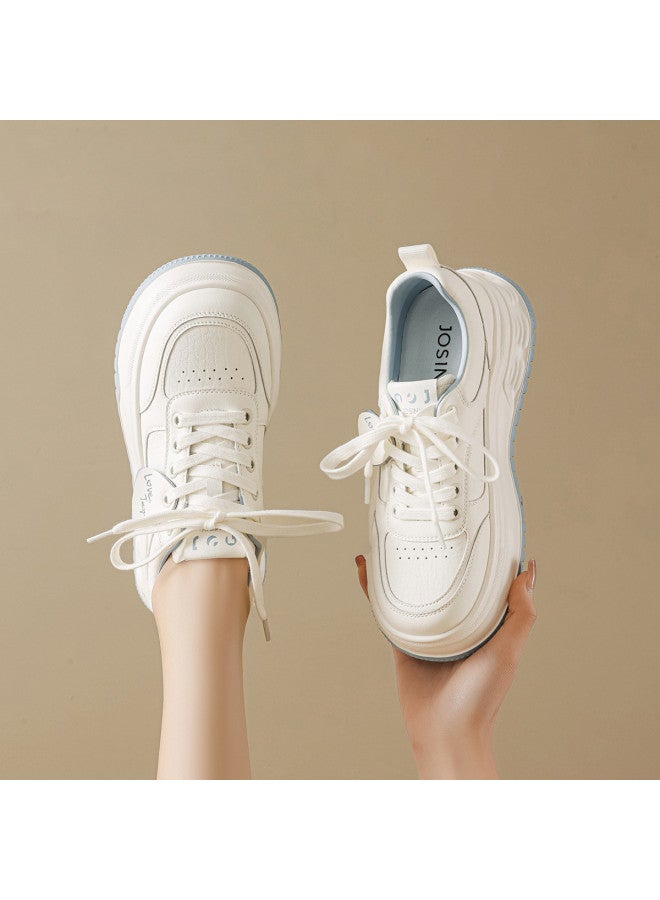 Josiny Korean Style Fresh White Sneakers] Autumn And Winter Simple Campus Style Sports Shoes Lightweight And Comfortable Casual Women's Skate Shoes - Image 5