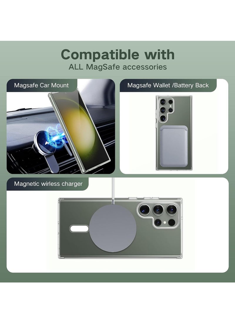 Generic Samsung Galaxy S24 Ultra Clear Magnetic Cover Mag Safe Compatible Clear Hard Back Case Shockproof Silicone Frame Edge Bumper Slim Transparent Case for Samsung Galaxy S24 Ultra  - Image 2