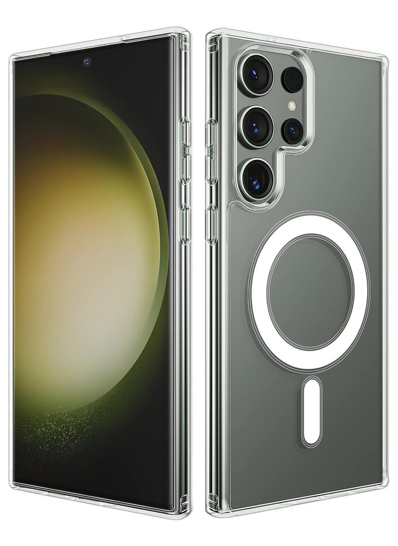 Generic Samsung Galaxy S24 Ultra Clear Magnetic Cover Mag Safe Compatible Clear Hard Back Case Shockproof Silicone Frame Edge Bumper Slim Transparent Case for Samsung Galaxy S24 Ultra  - Image 1