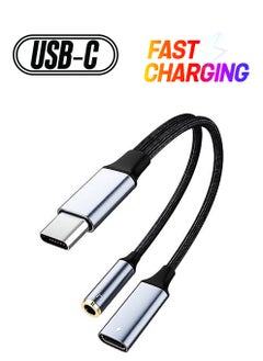 USB Type-C to 3.5mm headphone and charger adapter compatible with iPhone 16 15,Galaxy S25 S24 S23 S22&Other Type-c Phone