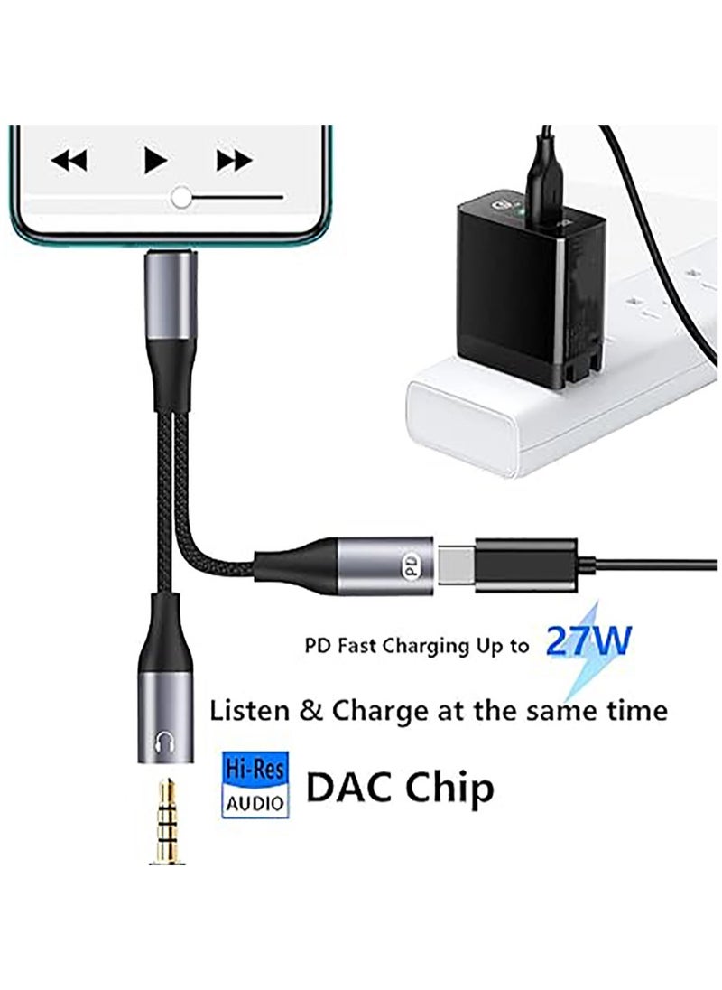 Generic - USB Type-C to 3.5mm headphone and charger adapter compatible with iPhone 16 15,Galaxy S25 S24 S23 S22&Other Type-c Phone - Image 1