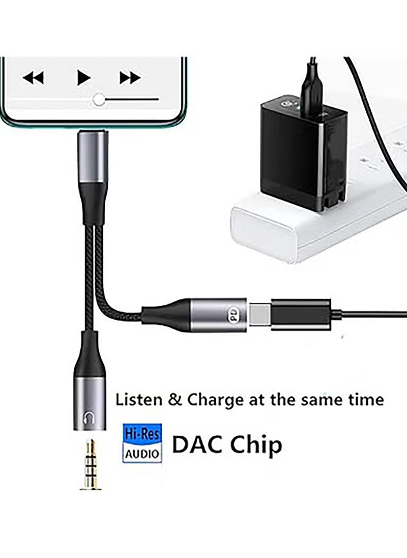 Generic - USB Type-C to 3.5mm headphone and charger adapter compatible with iPhone 16 15,Galaxy S25 S24 S23 S22&Other Type-c Phone - Image 1