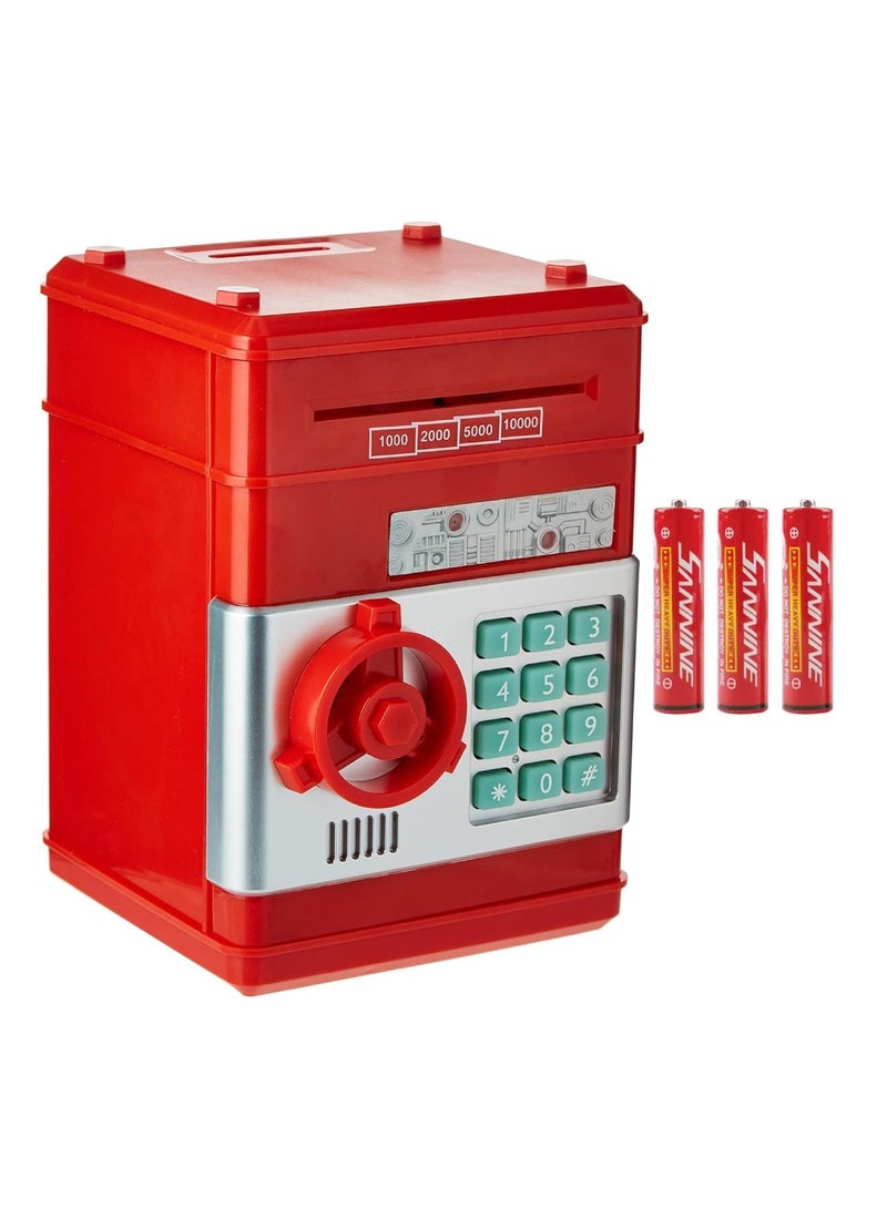 Digi Core حصالة نقود معدنية، حصالة نقود إلكترونية، حصالة نقود للأطفال، حصالة نقود إلكترونية آمنة، صندوق توفير نقود محمي بكلمة مرور، ماكينات صرف آلي للعملات المعدنية والنقدية، ألعاب هدايا، صندوق عملات معدنية مع بطاريات، أحمر - Image 1