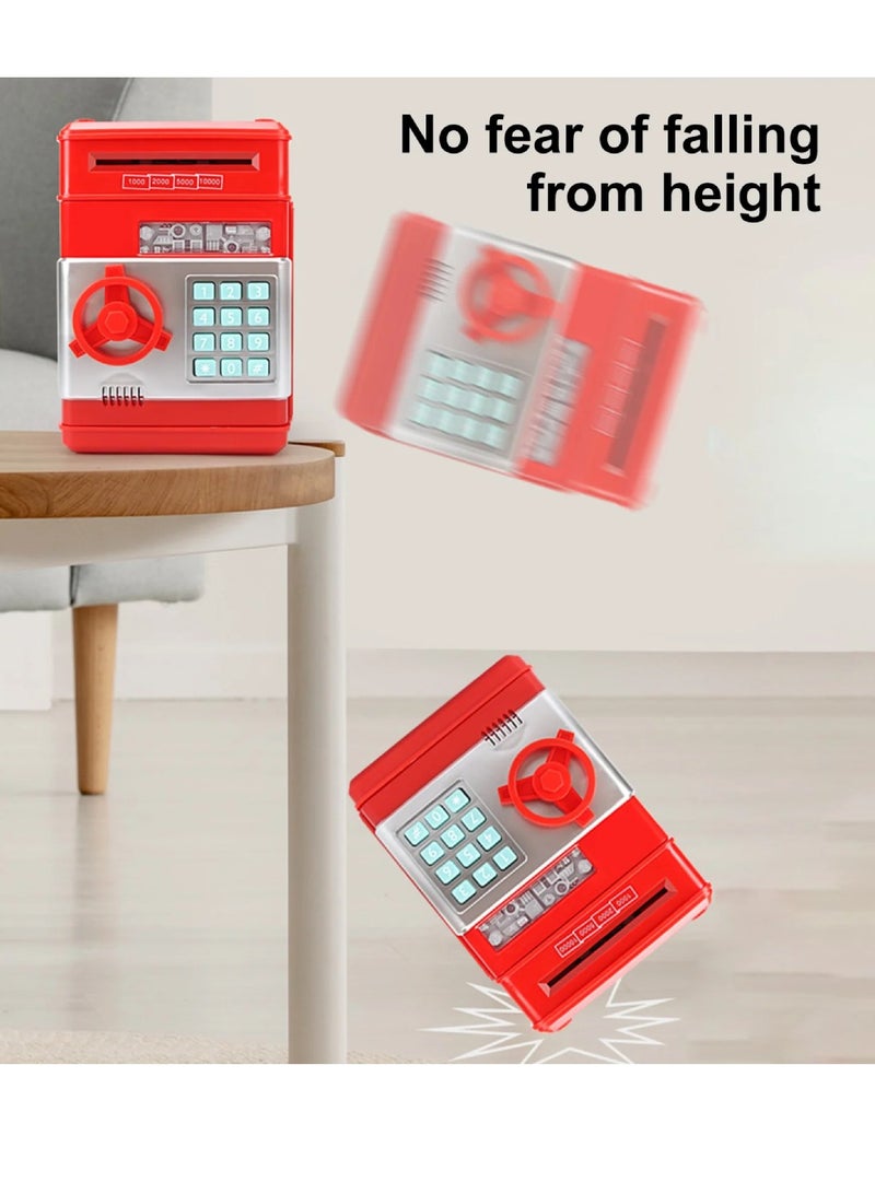 Digi Core حصالة نقود معدنية، حصالة نقود إلكترونية، حصالة نقود للأطفال، حصالة نقود إلكترونية آمنة، صندوق توفير نقود محمي بكلمة مرور، ماكينات صرف آلي للعملات المعدنية والنقدية، ألعاب هدايا، صندوق عملات معدنية مع بطاريات، أحمر - Image 2