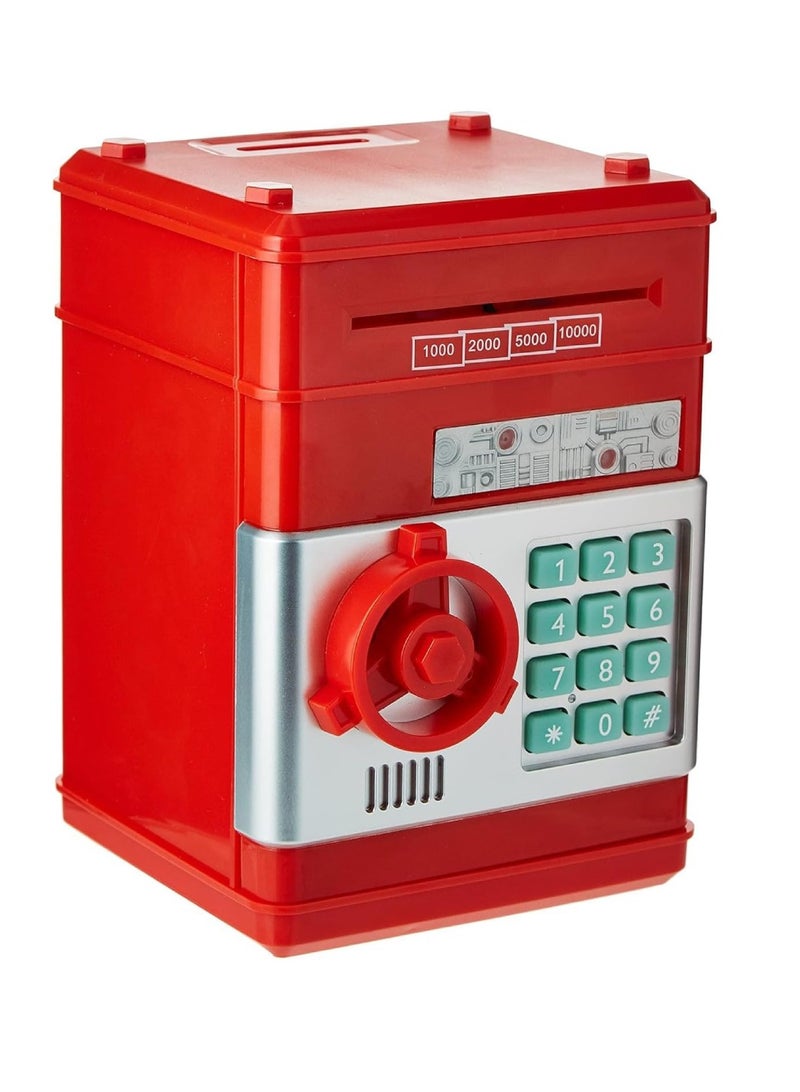 Digi Core حصالة نقود معدنية، حصالة نقود إلكترونية، حصالة نقود للأطفال، حصالة نقود إلكترونية آمنة، صندوق توفير نقود محمي بكلمة مرور، ماكينات صرف آلي للعملات المعدنية والنقدية، ألعاب هدايا، صندوق عملات معدنية مع بطاريات، أحمر - Image 3