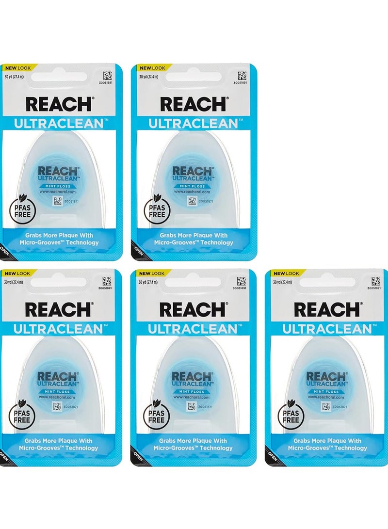 REACH خيط تنظيف الأسنان ألتراكلين، 30 ياردة لكل منها (عبوة قيمة من 5) - Image 1