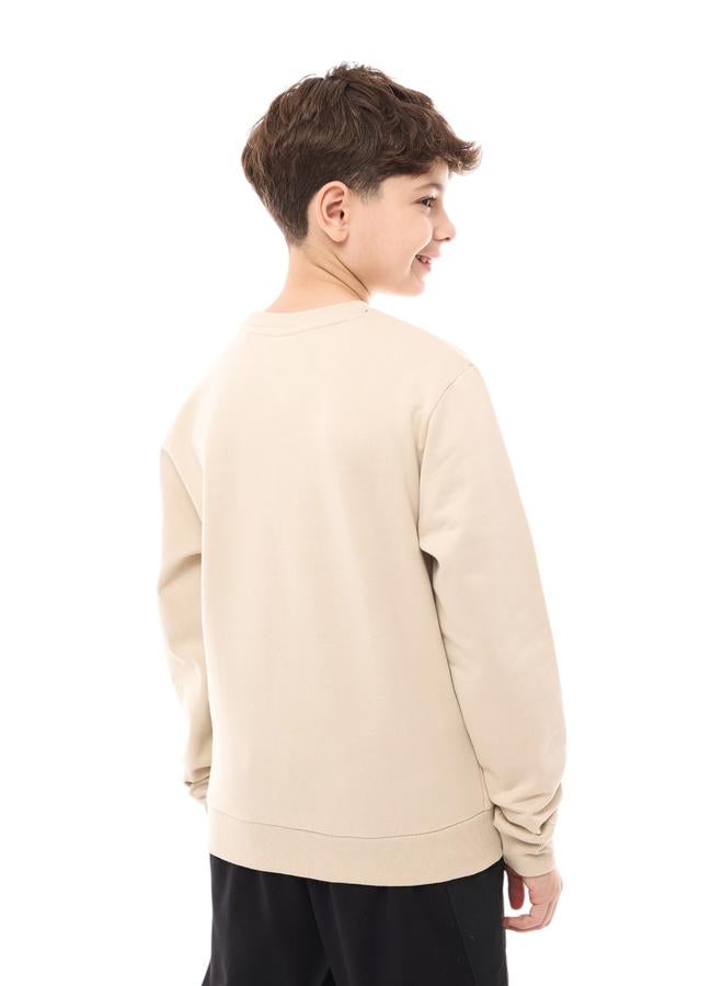 Victor And Jane Teens Beige Varsity Graphic Print Sweatshirt - Image 3