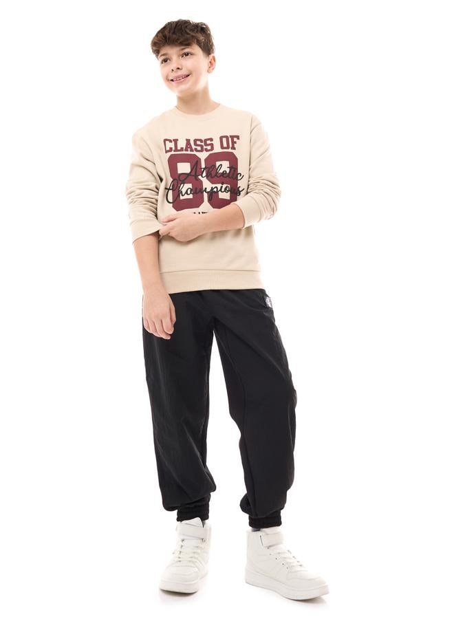 Victor And Jane Teens Beige Varsity Graphic Print Sweatshirt - Image 4