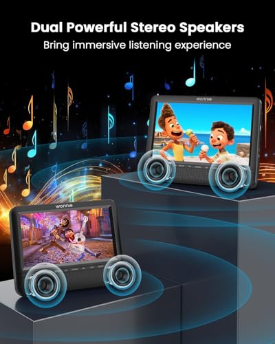 WONNIE 7.5 Inch Car DVD Player, Portable DVD Player for Car Play The Same or Two Different Movies with Headrest Strap, Support Last Memory, AV Out/in, USB/SD, All Regions - Image 3