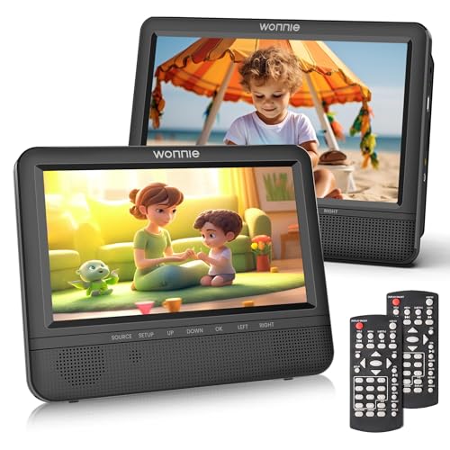 WONNIE 7.5 Inch Car DVD Player, Portable DVD Player for Car Play The Same or Two Different Movies with Headrest Strap, Support Last Memory, AV Out/in, USB/SD, All Regions - Image 1
