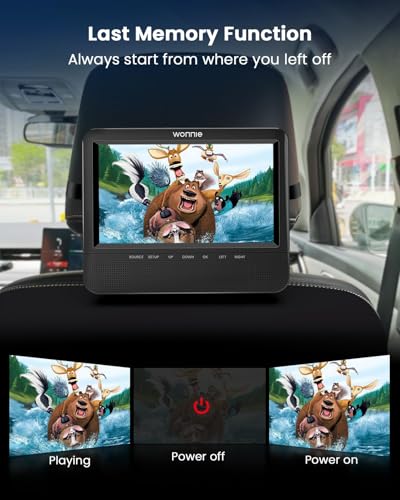 WONNIE 7.5 Inch Car DVD Player, Portable DVD Player for Car Play The Same or Two Different Movies with Headrest Strap, Support Last Memory, AV Out/in, USB/SD, All Regions - Image 4