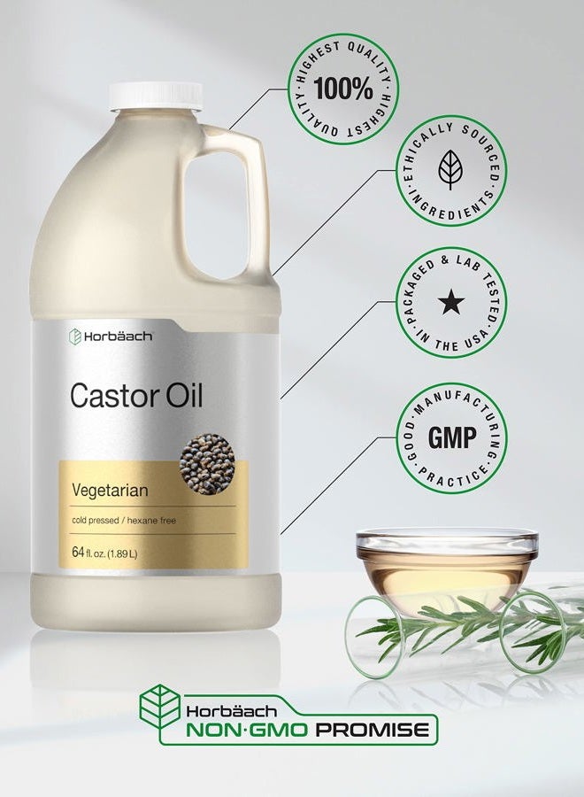 Horbäach Castor Oil 64oz | for Hair, Eyelashes & Eyebrows | Hexane Free & Cold Pressed | Vegetarian, Non-GMO - Image 5