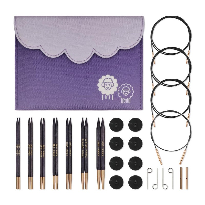 KnitPro JAdore Cubics Deluxe Interchangeable Needle Set 5 13cm  7 Sizes 4mm to 8mm