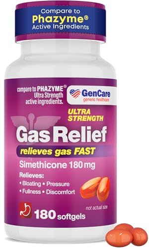 GenCare Ultra Strength Simethicone Gas Relief 180 mg 180 Softgels Anti Flatulence Bloating Aid Stomach Discomfort and Gas Pressure Reliever Pills Relieves Gas Fast Generic Phazym - Image 2