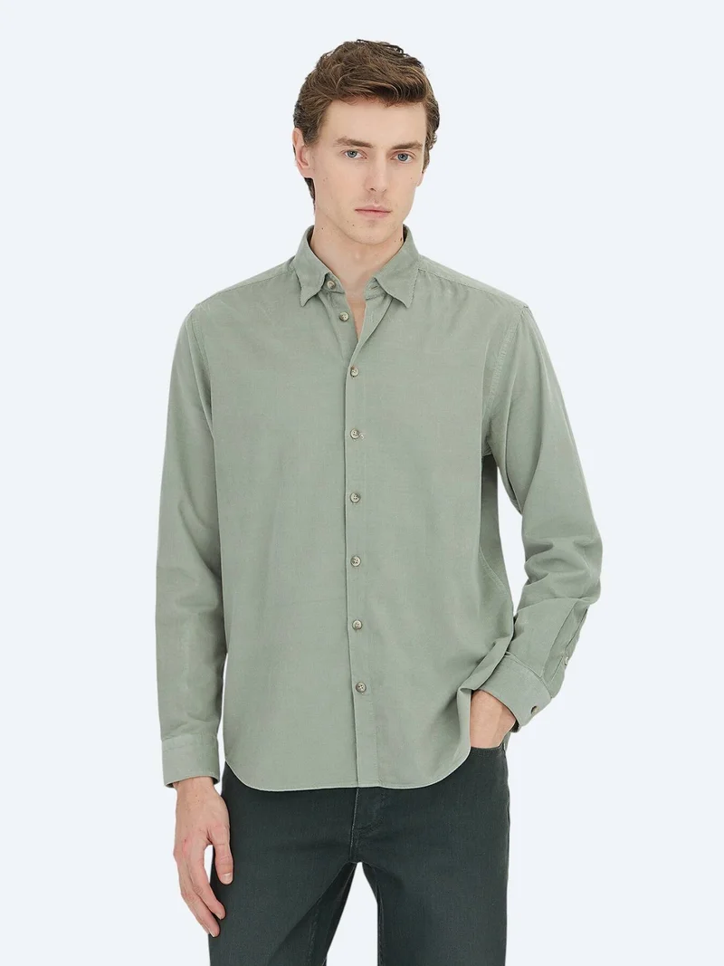 Kip Mint Striped Regular Fit Weaving Casual 100% Cotton Shirt