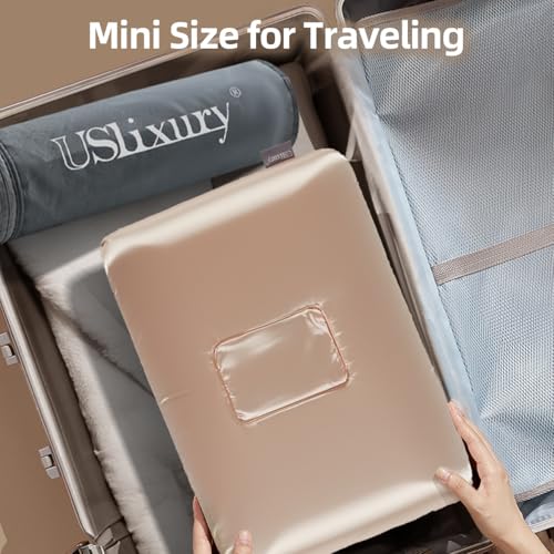 USlixury Piercing Pillow - Ear Piercing Pillow with Foam Plug, 4''H Mini Donut Plilow with 4.7x3.2 Off Center Ear Hole, CertiPUR-US Memory Foam Hole Plilow for Side Sleeper, Satin Cover, Champagne - Image 5
