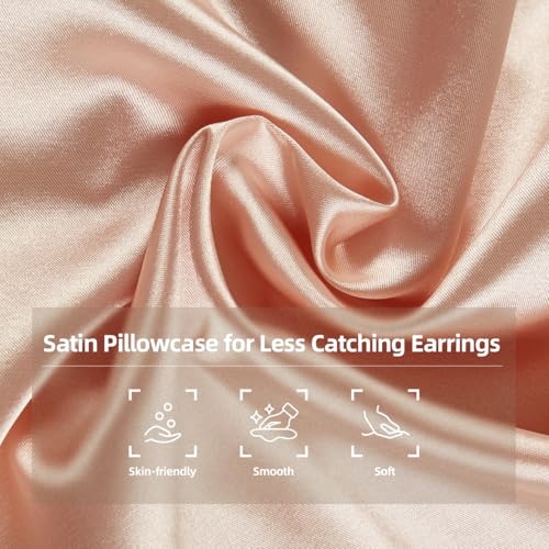 USlixury Piercing Pillow - Ear Piercing Pillow with Foam Plug, 4''H Mini Donut Plilow with 4.7x3.2 Off Center Ear Hole, CertiPUR-US Memory Foam Hole Plilow for Side Sleeper, Satin Cover, Champagne - Image 4