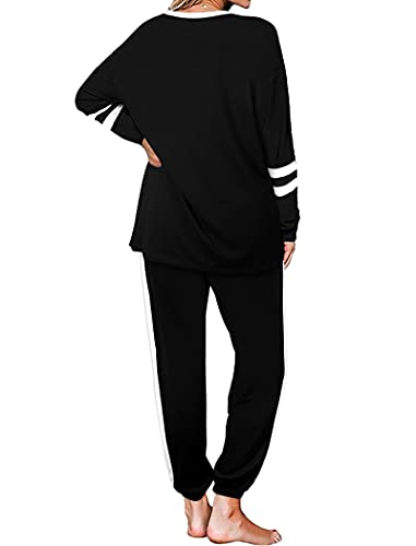 Aloodor Workout Sets for Women 2 Piece Outfits Casual Loose Fitting Tops Plus Size Fall Fashion Deals Black 2XL - Image 4