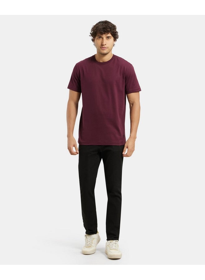 JOCKEY Jockey Men's Regular Fit Round Neck Half Sleeved T-Shirt 2714_Wine Tasting_XL  - Image 4