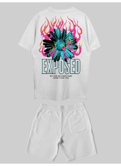 THREADCURRY THREADCURRY EXPOSED Printed Co-ord Set for Men - Half Sleeve Oversized T-Shirt and Shorts  - Image 2