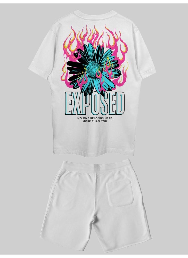 THREADCURRY THREADCURRY EXPOSED Printed Co-ord Set for Men - Half Sleeve Oversized T-Shirt and Shorts  - Image 2