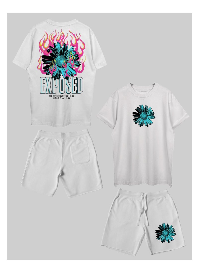 THREADCURRY THREADCURRY EXPOSED Printed Co-ord Set for Men - Half Sleeve Oversized T-Shirt and Shorts  - Image 1