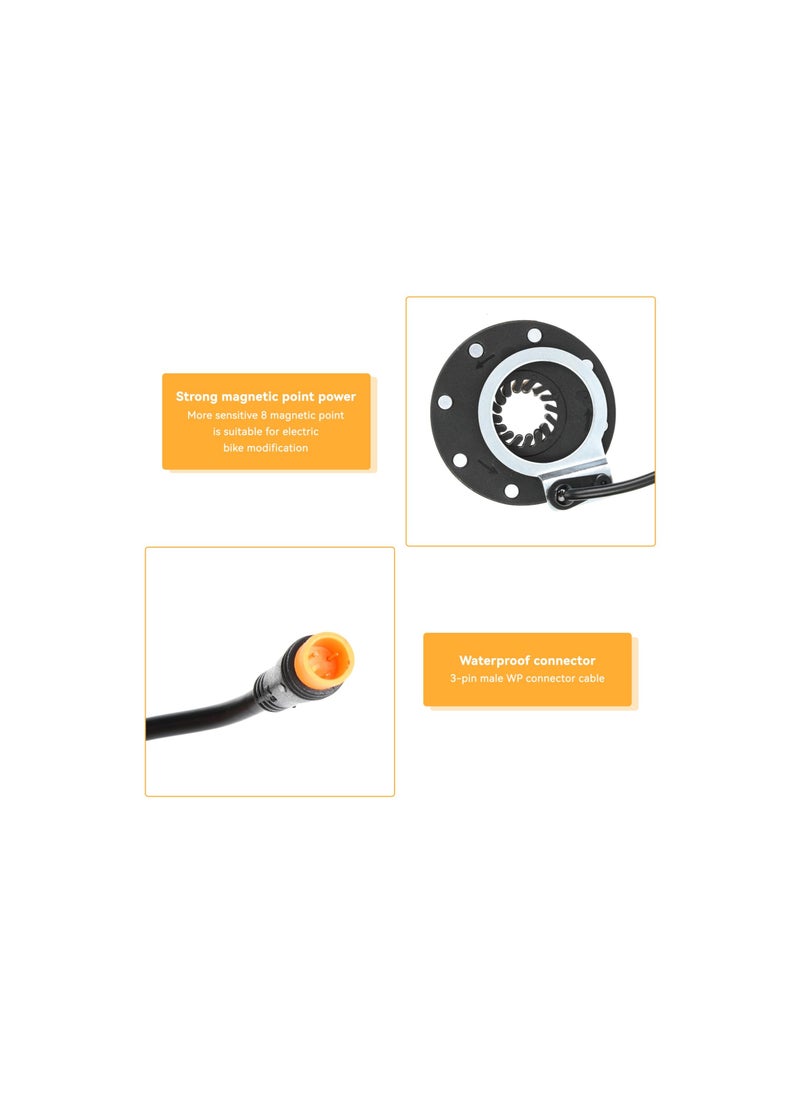 SYOSI Bike Power Pedal Assist Sensor, Outdoor E bike Modified Electric Kit, with 8 Magnetic Point Power Waterproof Connector for Mountain Bike Accessories Sensor Pedaleo Pedal Assist (1 Pack)  - Image 2