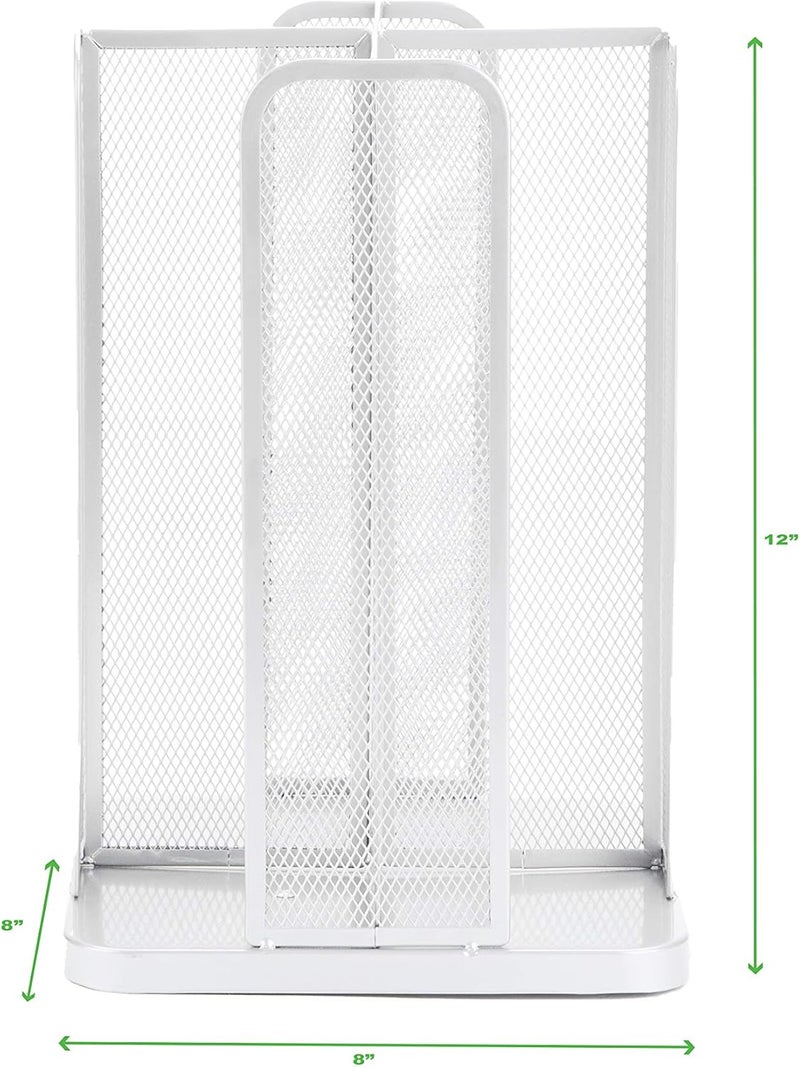 Mind Reader Cup and Lid Carousel, Countertop Org, Coffee Bar, Beverage Cup Holder, Metal Mesh, 8"L x 8"W x 11.5"H, White - Image 3