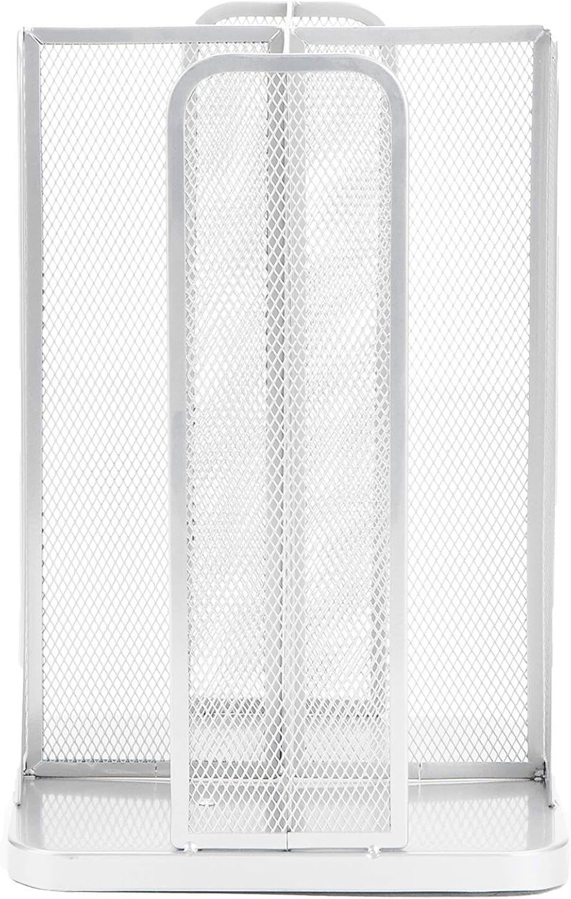 Mind Reader Cup and Lid Carousel, Countertop Org, Coffee Bar, Beverage Cup Holder, Metal Mesh, 8"L x 8"W x 11.5"H, White - Image 1