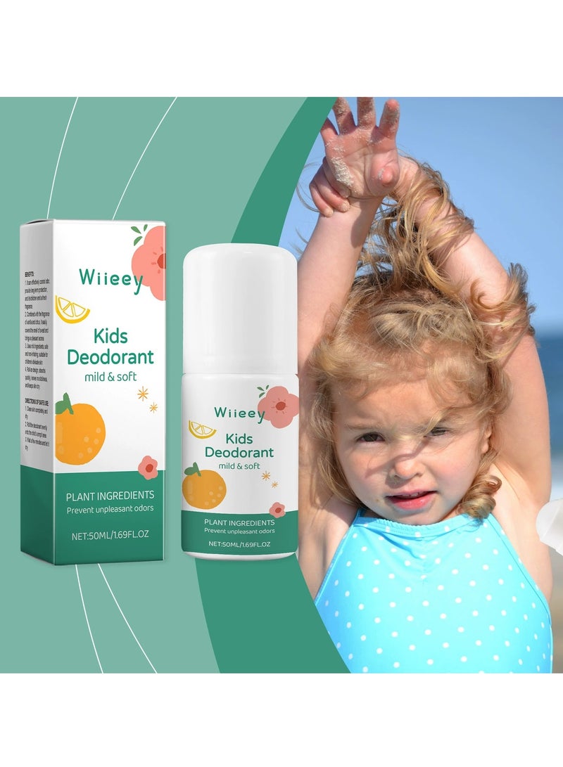 wiieey Natural Deodorant for Kids & Teens, Aluminum Free, Alcohol-Free, Paraben Free, 24 Hr Odor Protection, Clean Fresh Scent, Kids & Tweens, Hypoallergenic Deodorant 50ml - Image 1