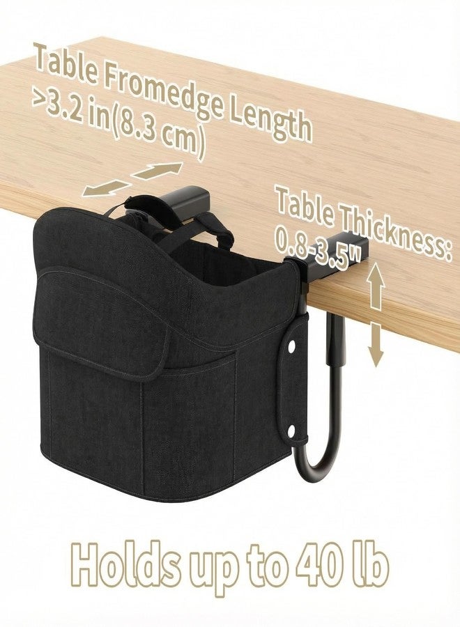 Gryvoth Portable Hook On High Chair for Babies & Toddlers from 6-36 Months,Clip On Baby Seat for Table,Fits Tables 0.8" to 3.5" Thick,Easy Clean Feeding Chair with Carry Bag for Travel,Black - Image 3
