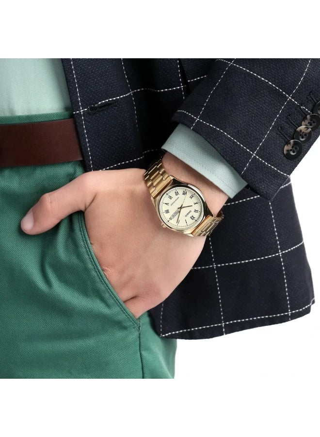 Casio MTP-V006G-9BUDF Men’s Analog Gold-Tone Stainless Steel Watch – Gold Dial, Day-Date, Water Resistant - Image 5