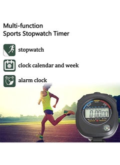 Arabest 2 PCS Professional Stopwatch Timer, Digital Sports Timer with Stainless Steel Whistle Set Waterproof Handheld Stop Watches Timer with Date Time & Alarm Function Shockproof Stopwatch for Swim Run  - Image 2