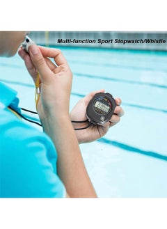 Arabest 2 PCS Professional Stopwatch Timer, Digital Sports Timer with Stainless Steel Whistle Set Waterproof Handheld Stop Watches Timer with Date Time & Alarm Function Shockproof Stopwatch for Swim Run  - Image 5
