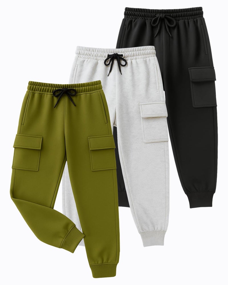 Kuchipoo Boys Cargos - Pack of 3 (KUC-LOW-159, 6-7 Years, Multi-Colored) - Image 1