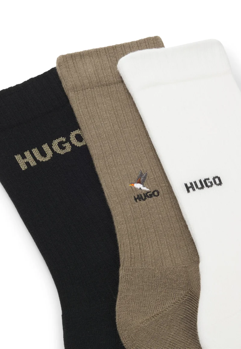 HUGO Three-pack of short socks with embroidered detailing