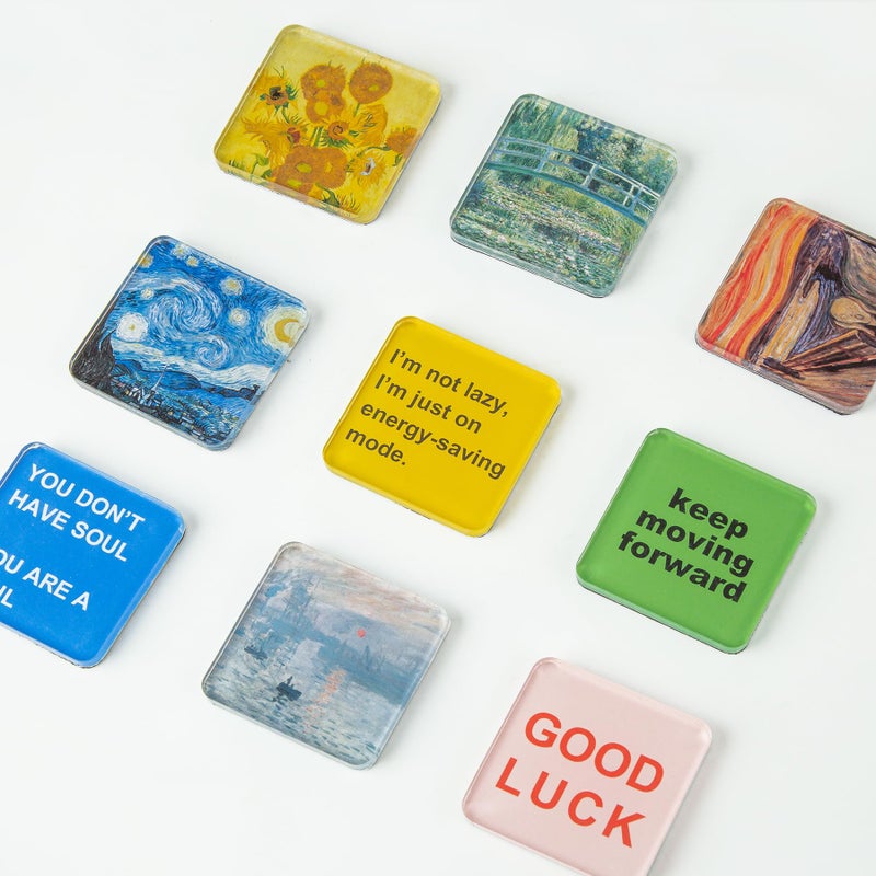 La Sheer 15 Pcs DIY Fridge Magnet Craft Set Acrylic Square Decorative Refrigerator Magnet with Adhesive Backing Ferrite Magnets for Office,Classroom,Cabinets,Kitchen(2 Inch,54 Piece) - Image 2