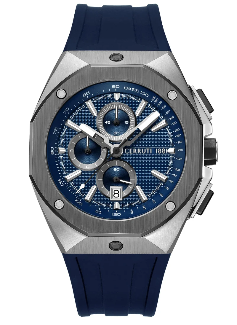 شيروتي 1881 Cerruti 1881 Arezzo Chronograph Watch for Men - Guilloche Matte Patterned Dial, Silicon Strap