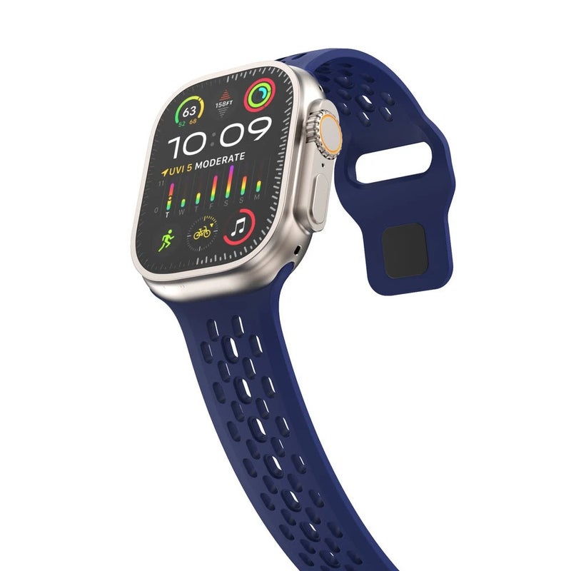 Bluejw Fluororubber Sport Watch Band for Apple Watch Series Ultra 2/Ultra/9/8/7/6/SE/5/4/3/2/1, Adjustable Strap Replacement - Image 1