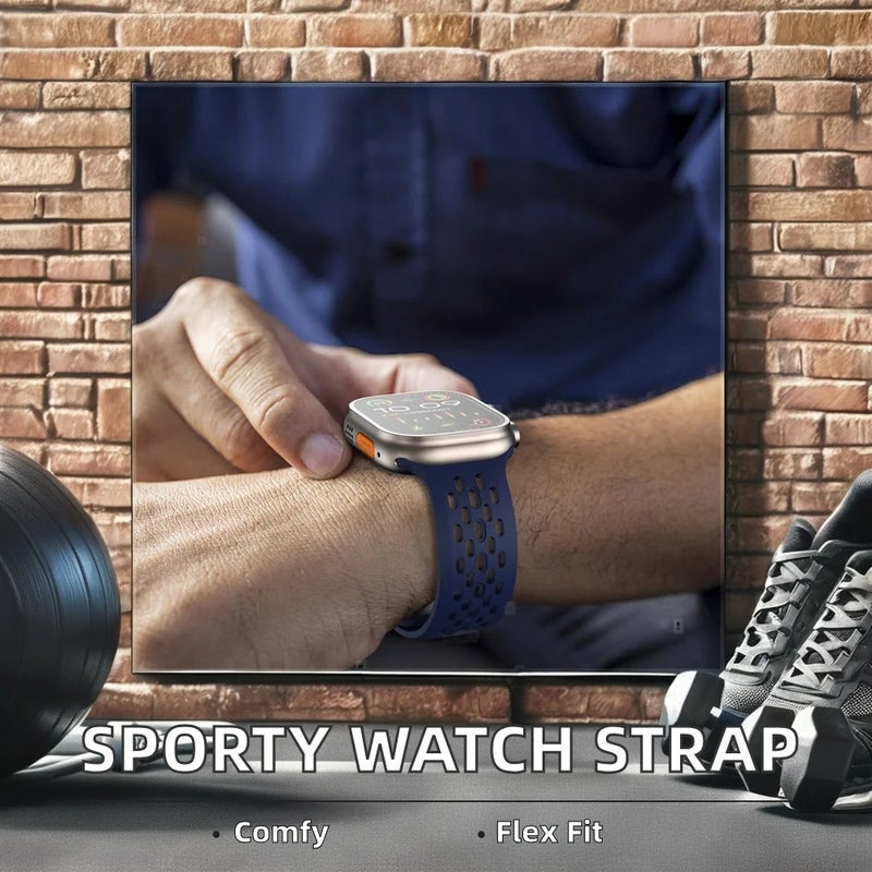 Bluejw Fluororubber Sport Watch Band for Apple Watch Series Ultra 2/Ultra/9/8/7/6/SE/5/4/3/2/1, Adjustable Strap Replacement - Image 4