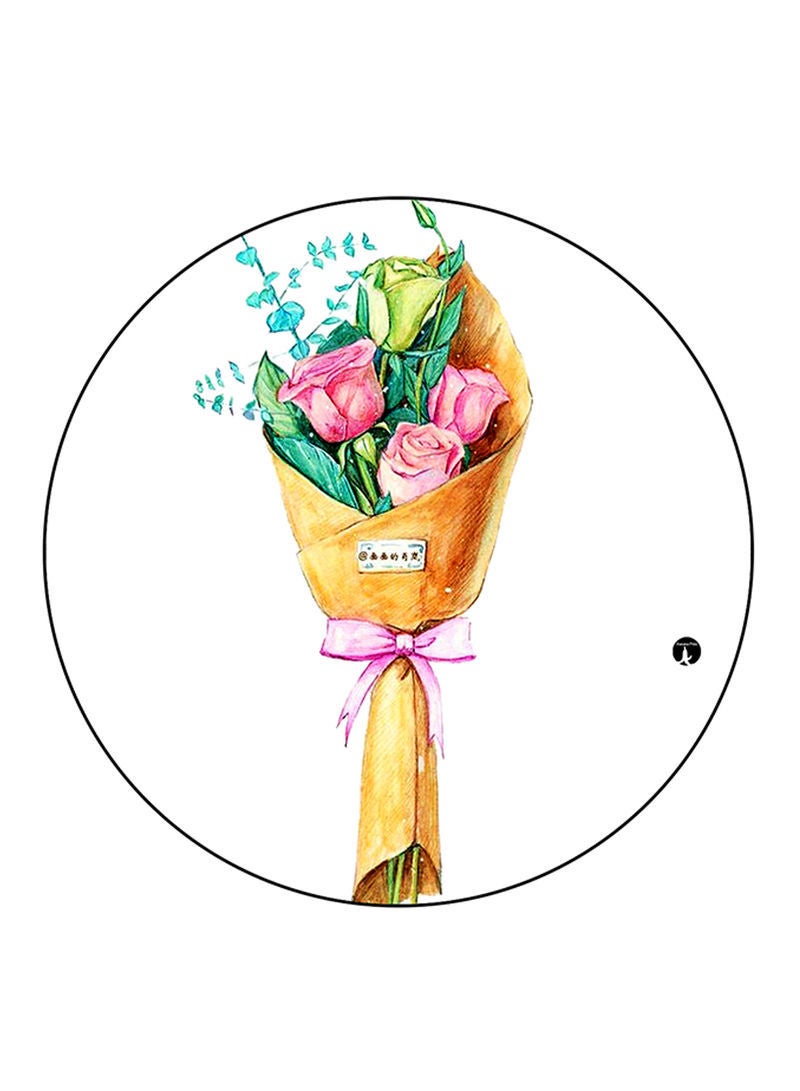 Flowers Printed Mouse Pad  Round  Multicolour