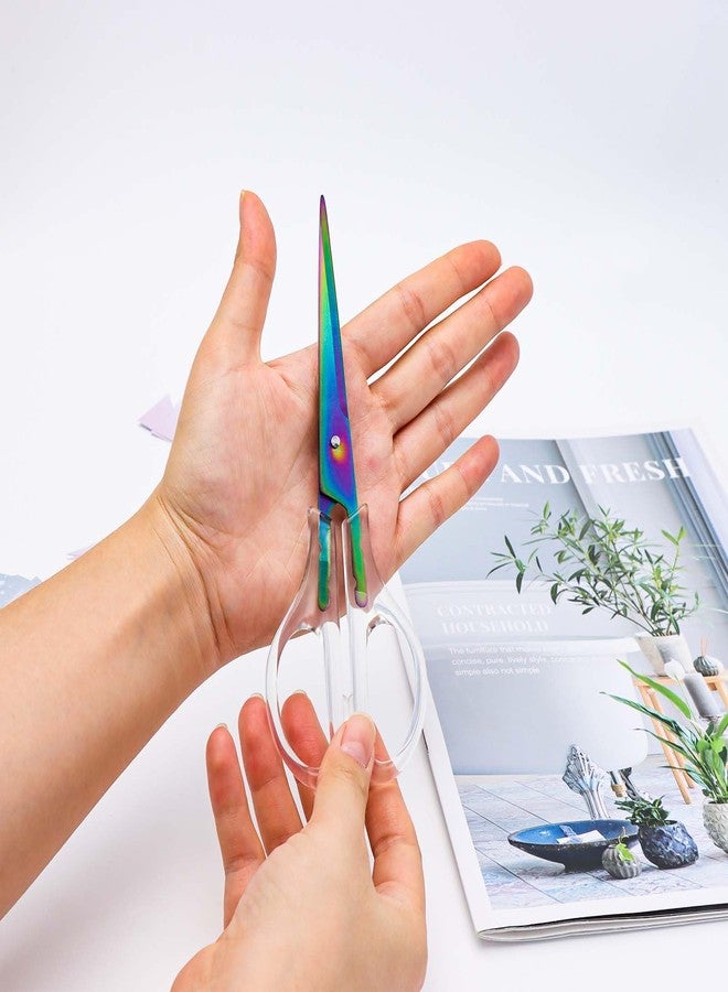 MEI YI TIAN Acrylic Scissors Rainbow Scissors 6.5" Clear Scissors Metal Blades Office Cutting Shears for Craft Supplies Desk Accessories - Image 3