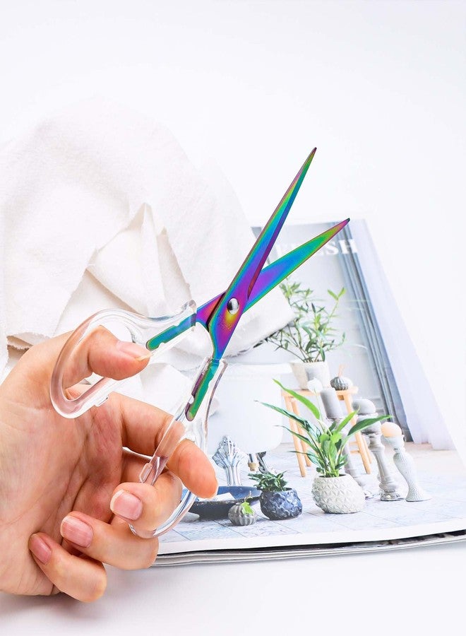 MEI YI TIAN Acrylic Scissors Rainbow Scissors 6.5" Clear Scissors Metal Blades Office Cutting Shears for Craft Supplies Desk Accessories - Image 4