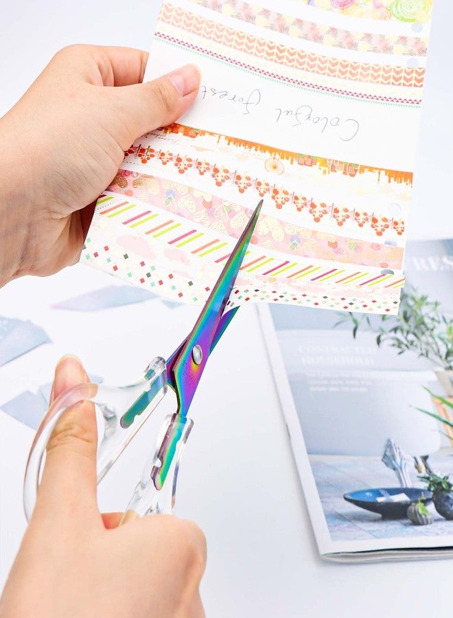MEI YI TIAN Acrylic Scissors Rainbow Scissors 6.5" Clear Scissors Metal Blades Office Cutting Shears for Craft Supplies Desk Accessories - Image 5