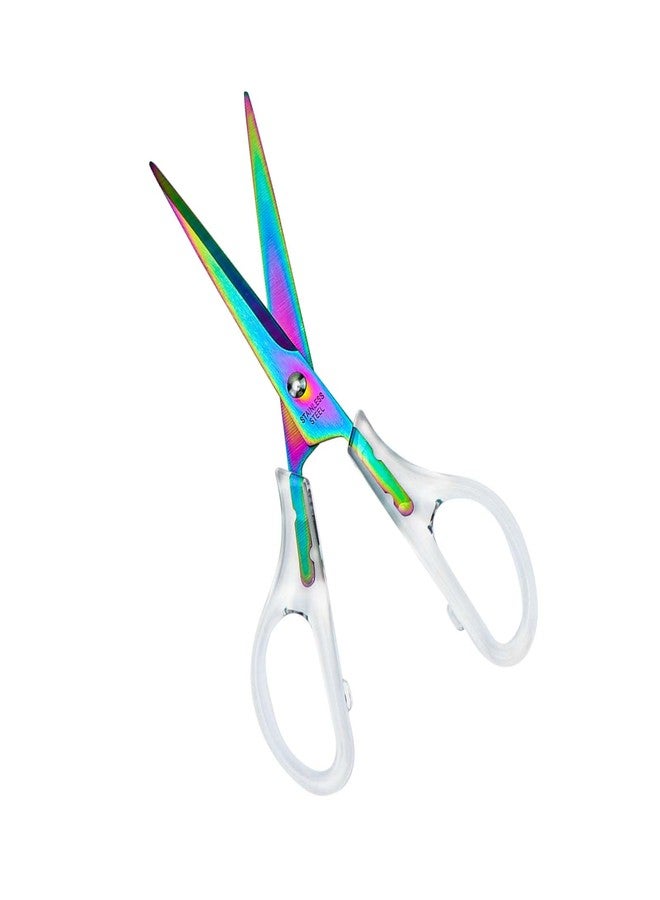 MEI YI TIAN Acrylic Scissors Rainbow Scissors 6.5" Clear Scissors Metal Blades Office Cutting Shears for Craft Supplies Desk Accessories - Image 1