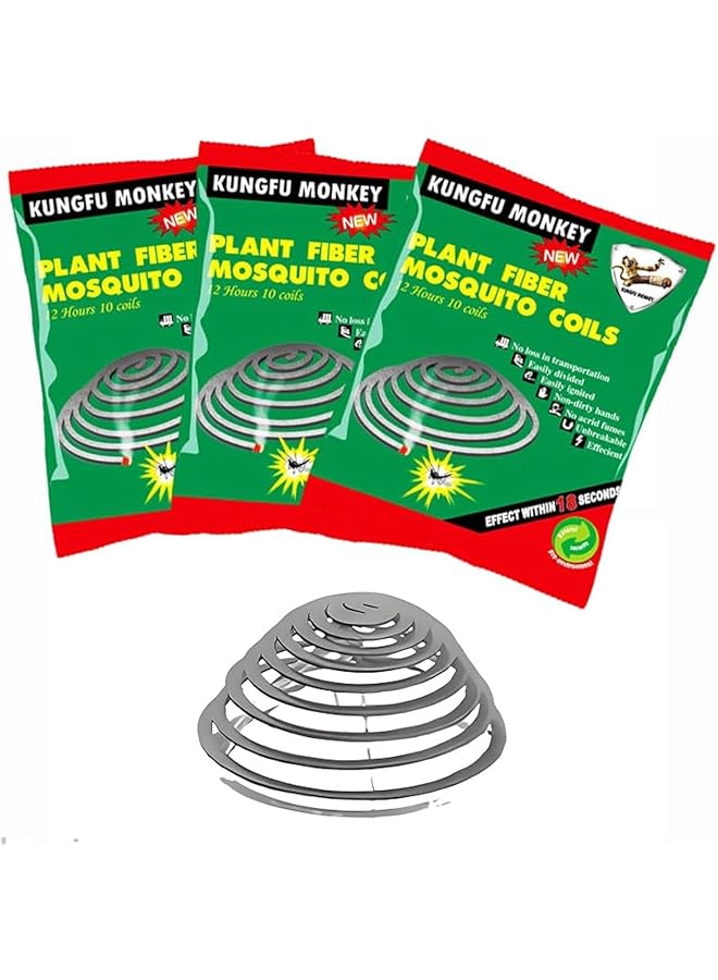 إيروريكس لفائف طاردة للبعوض من نبات السترونيلا، 30 قطعة، خالية من الدخان، غير قابلة للكسر، حماية كاملة من البعوض والحشرات الطائرة لمدة 12 ساعة لكل لفة واحدة - Image 1