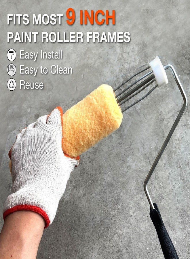 Greatandrew Great Andrew 3 PCS Paint Roller Covers 9 Inch, 3/8" Nap Paint Roller Kit Dense Fibers for Painting Textured Semi Smooth Surfaces Walls, Ceilings, for 9" Paint Roller Frame - Image 5