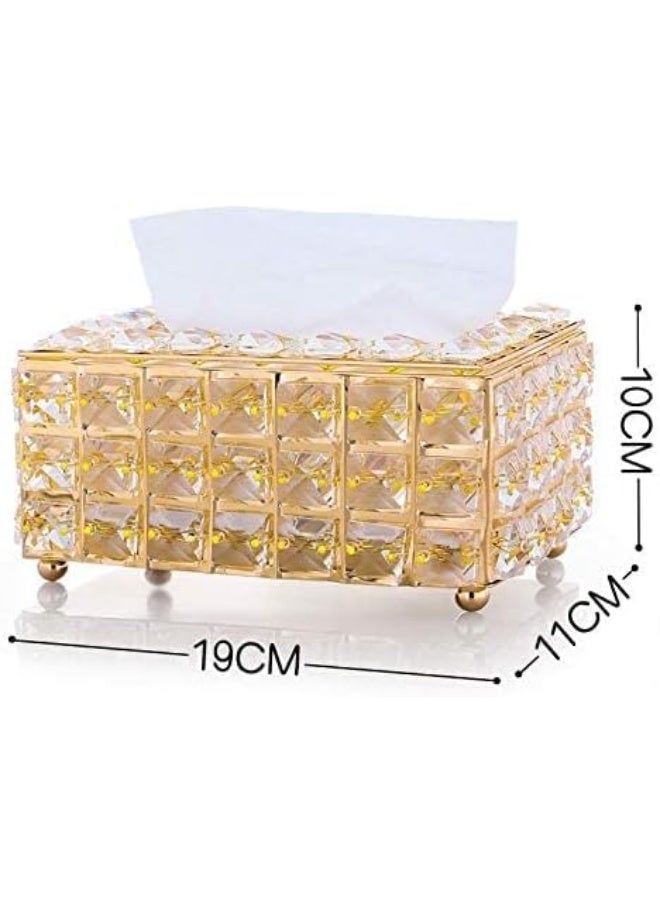 Generic Luxury Crystal Tissue Box Holder with Gold Frame – Elegant Decorative Tissue Box for Home, Office, Bathroom & Living Room Décor - Multicolor - Image 2