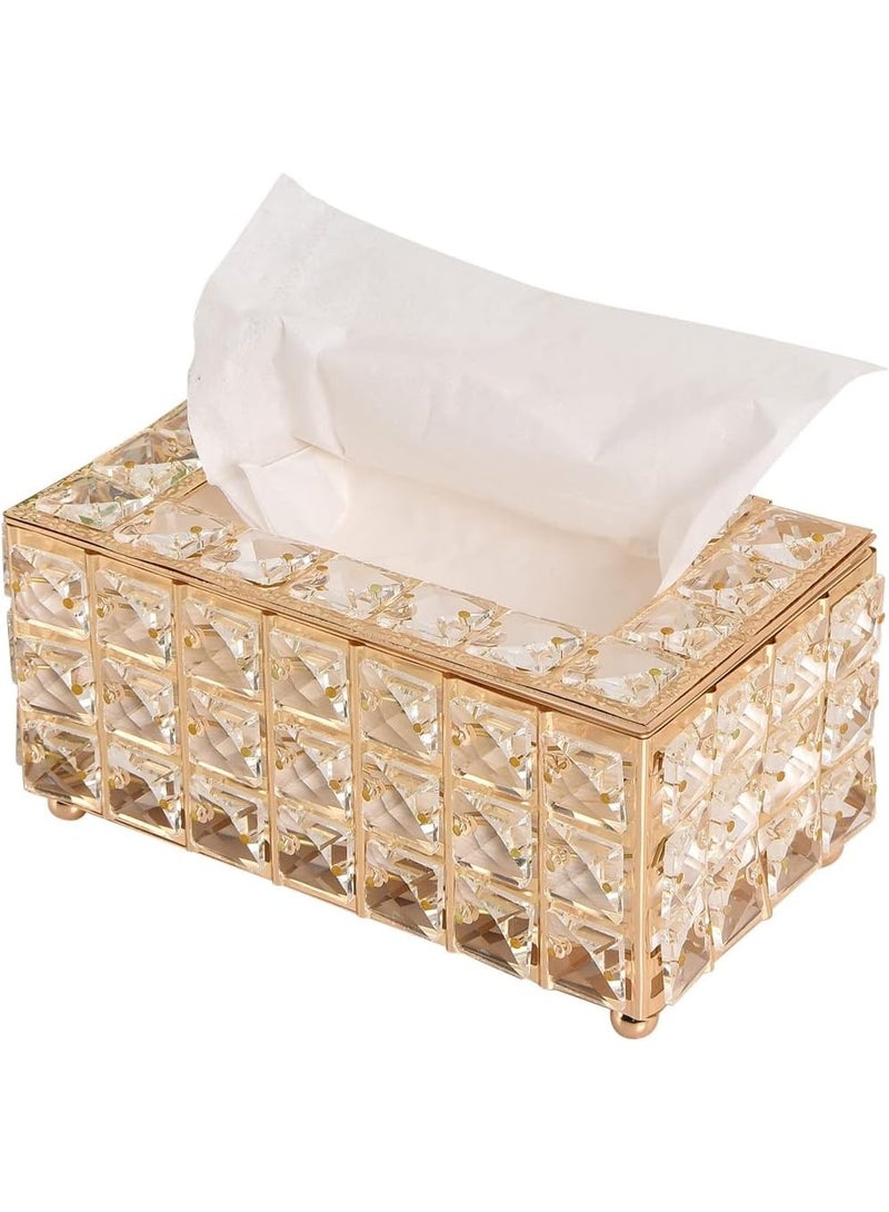 Generic Luxury Crystal Tissue Box Holder with Gold Frame – Elegant Decorative Tissue Box for Home, Office, Bathroom & Living Room Décor - Multicolor - Image 4