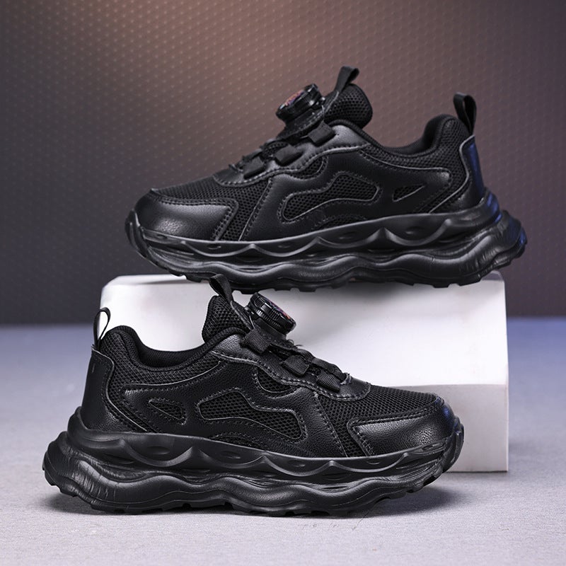 Children'S Shoes White Shoes 2025 Spring And Mesh Breathable Rotating Button Middle And Large Kidsren'S Primary School Students' Campus Shoes - Image 2